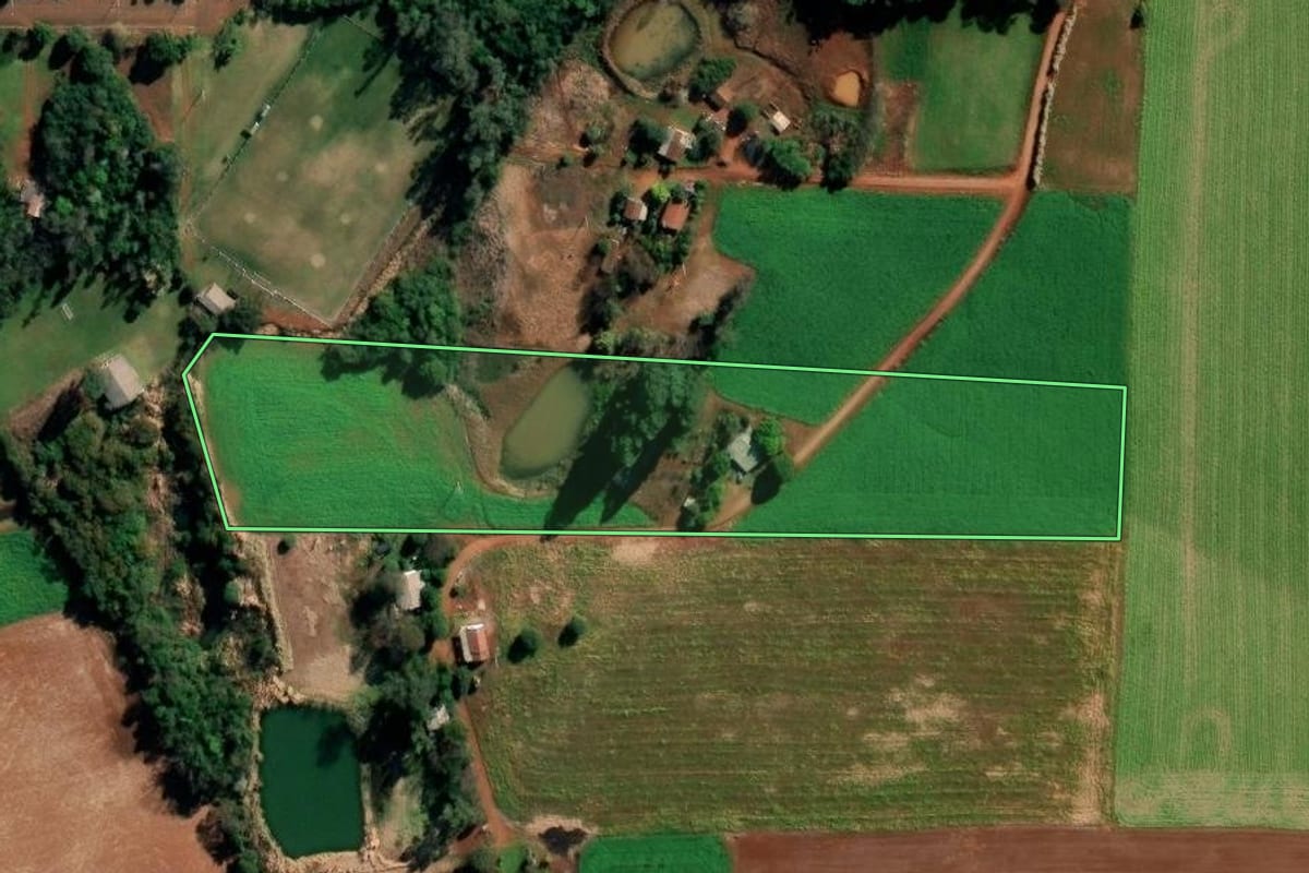 Imagem de satélite do imóvel rural em São Valério do Sul (RS), com o contorno declarado no CAR desenhado por cima.