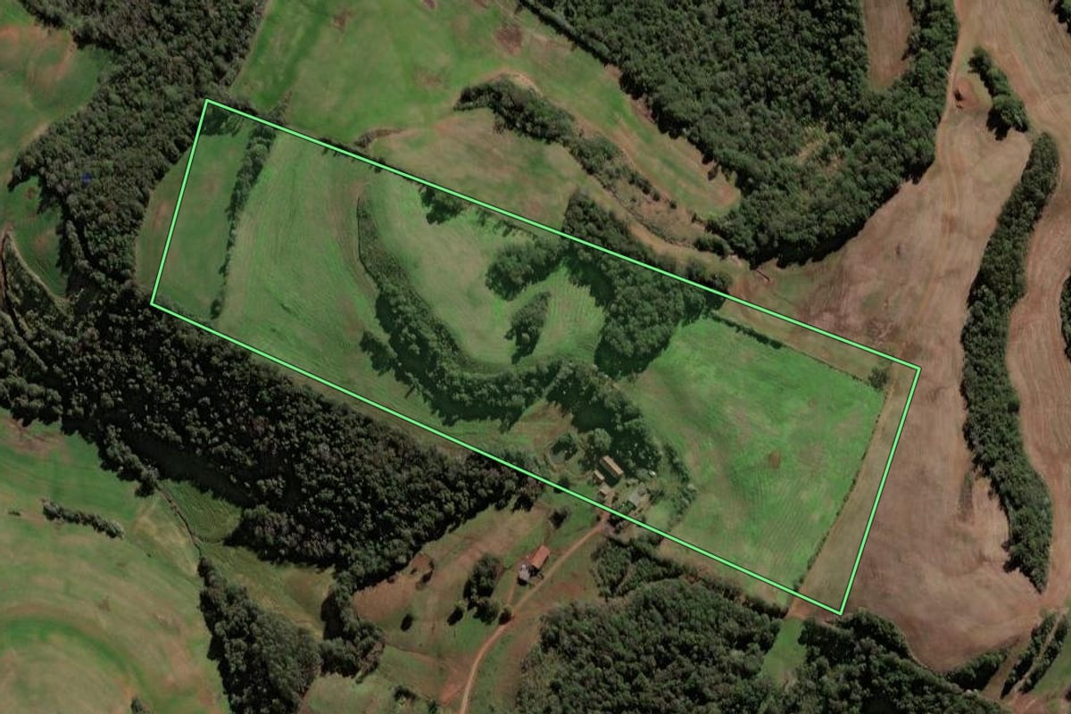 Imagem de satélite do imóvel rural em Seberi (RS), com o contorno declarado no CAR desenhado por cima.