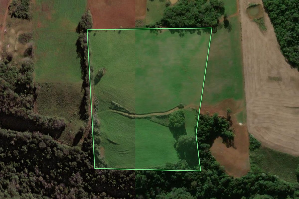 Imagem de satélite do imóvel rural em Seberi (RS), com o contorno declarado no CAR desenhado por cima.