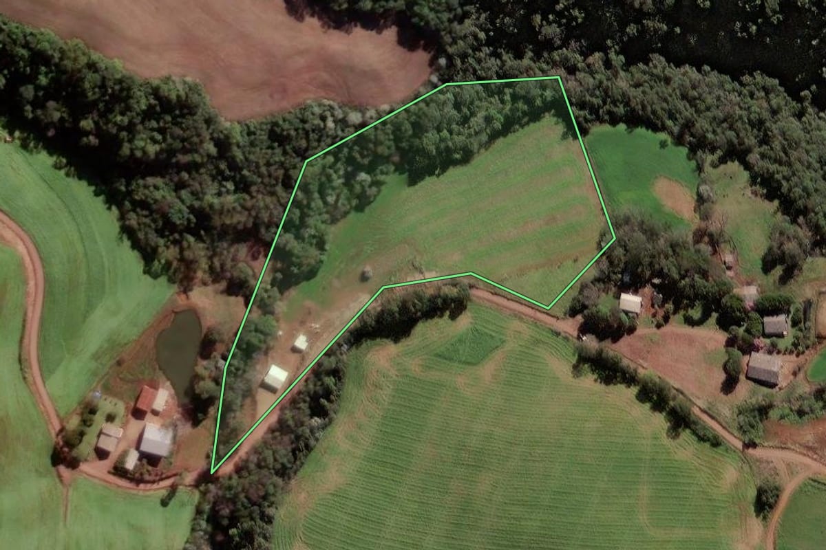 Imagem de satélite do imóvel rural em Seberi (RS), com o contorno declarado no CAR desenhado por cima.