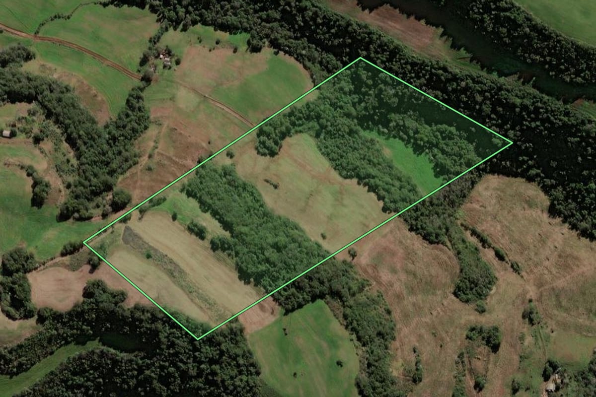 Imagem de satélite do imóvel rural em Seberi (RS), com o contorno declarado no CAR desenhado por cima.