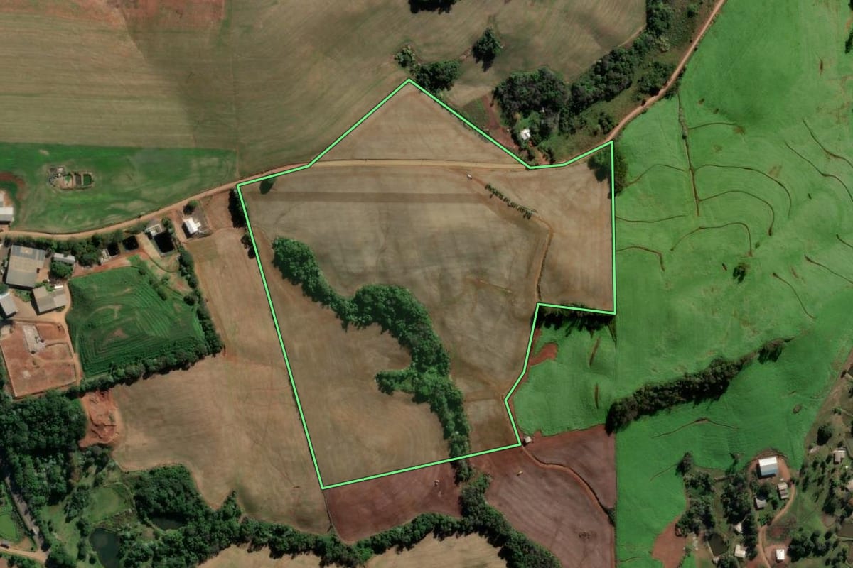 Imagem de satélite do imóvel rural em Seberi (RS), com o contorno declarado no CAR desenhado por cima.