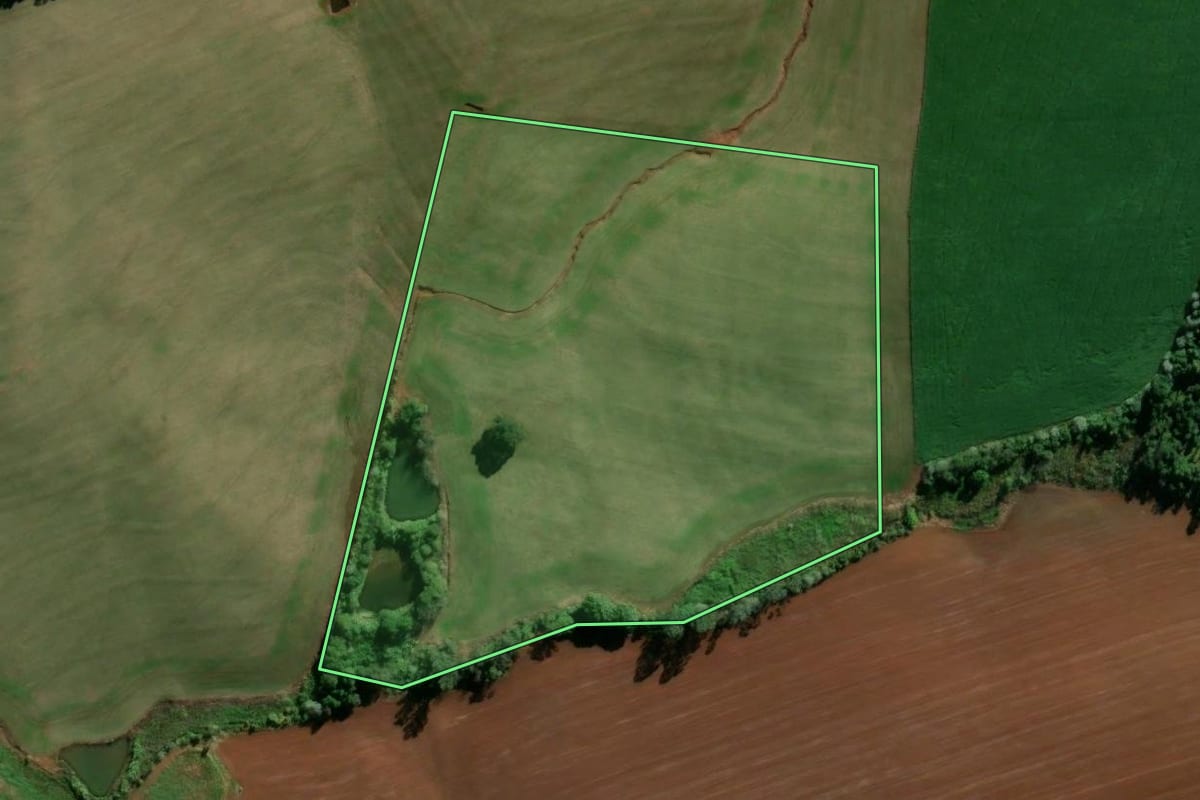 Imagem de satélite do imóvel rural em Seberi (RS), com o contorno declarado no CAR desenhado por cima.