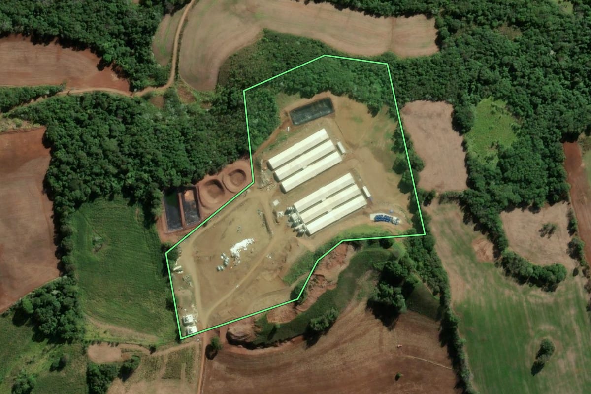 Imagem de satélite do imóvel rural em Seberi (RS), com o contorno declarado no CAR desenhado por cima.
