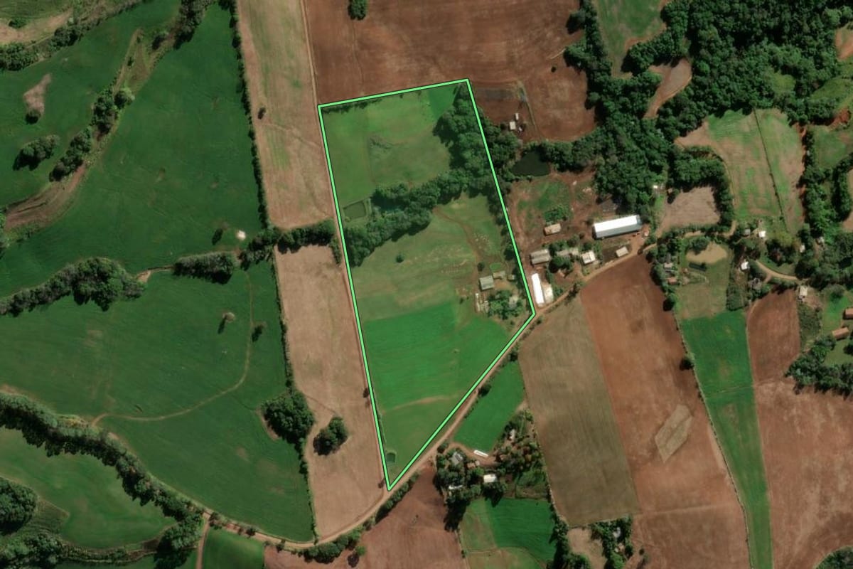 Imagem de satélite do imóvel rural em Seberi (RS), com o contorno declarado no CAR desenhado por cima.