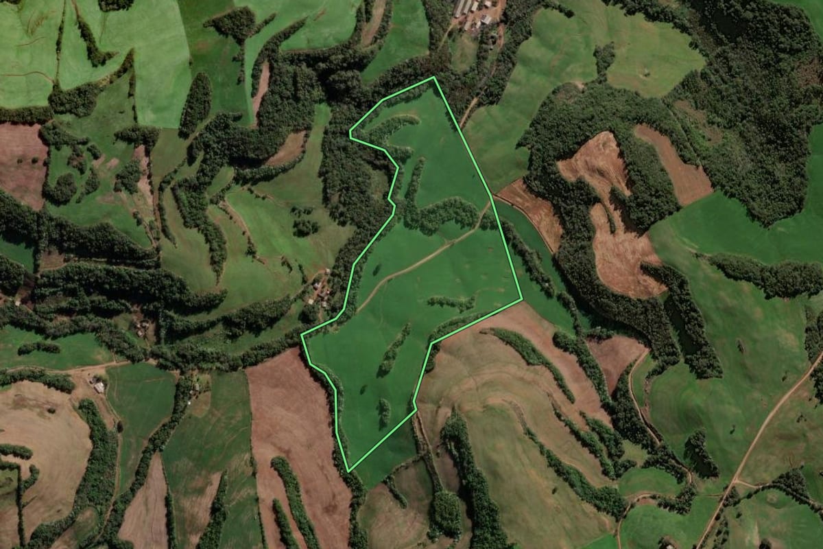 Imagem de satélite do imóvel rural em Seberi (RS), com o contorno declarado no CAR desenhado por cima.