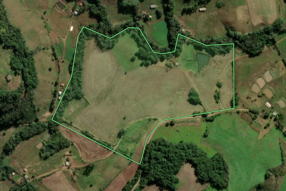 Imagem de satélite do imóvel rural em Seberi (RS), com o contorno declarado no CAR desenhado por cima.