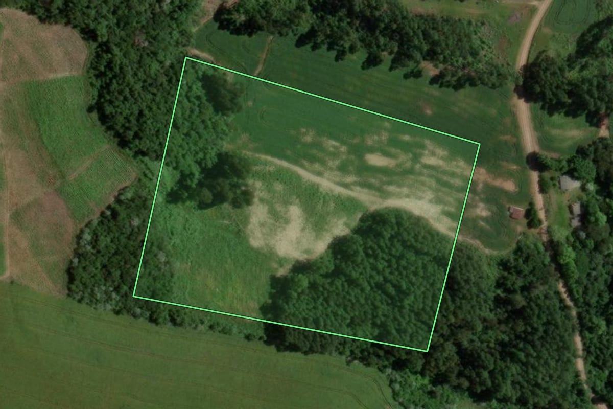 Imagem de satélite do imóvel rural em Segredo (RS), com o contorno declarado no CAR desenhado por cima.