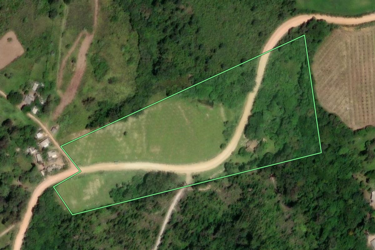 Imagem de satélite do imóvel rural em Sentinela do Sul (RS), com o contorno declarado no CAR desenhado por cima.