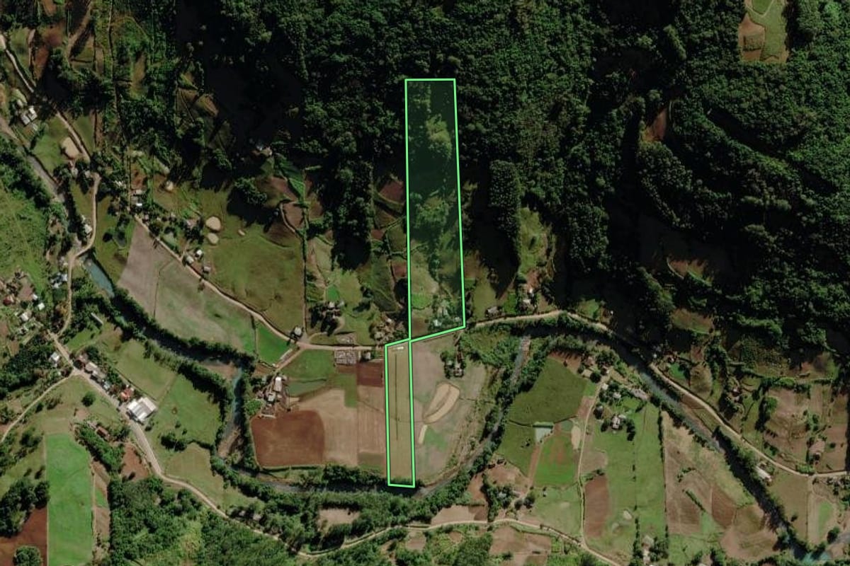 Imagem de satélite do imóvel rural em Sério (RS), com o contorno declarado no CAR desenhado por cima.