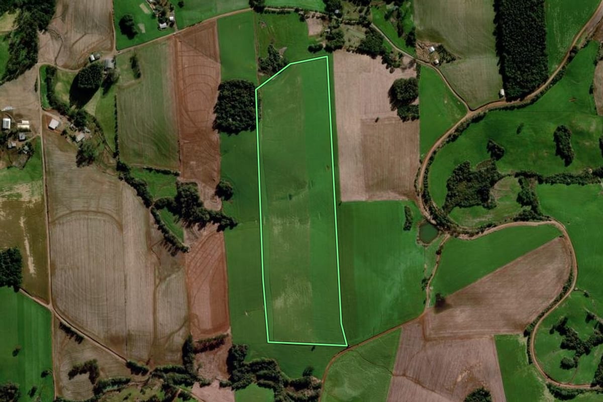 Imagem de satélite do imóvel rural em Sertão (RS), com o contorno declarado no CAR desenhado por cima.