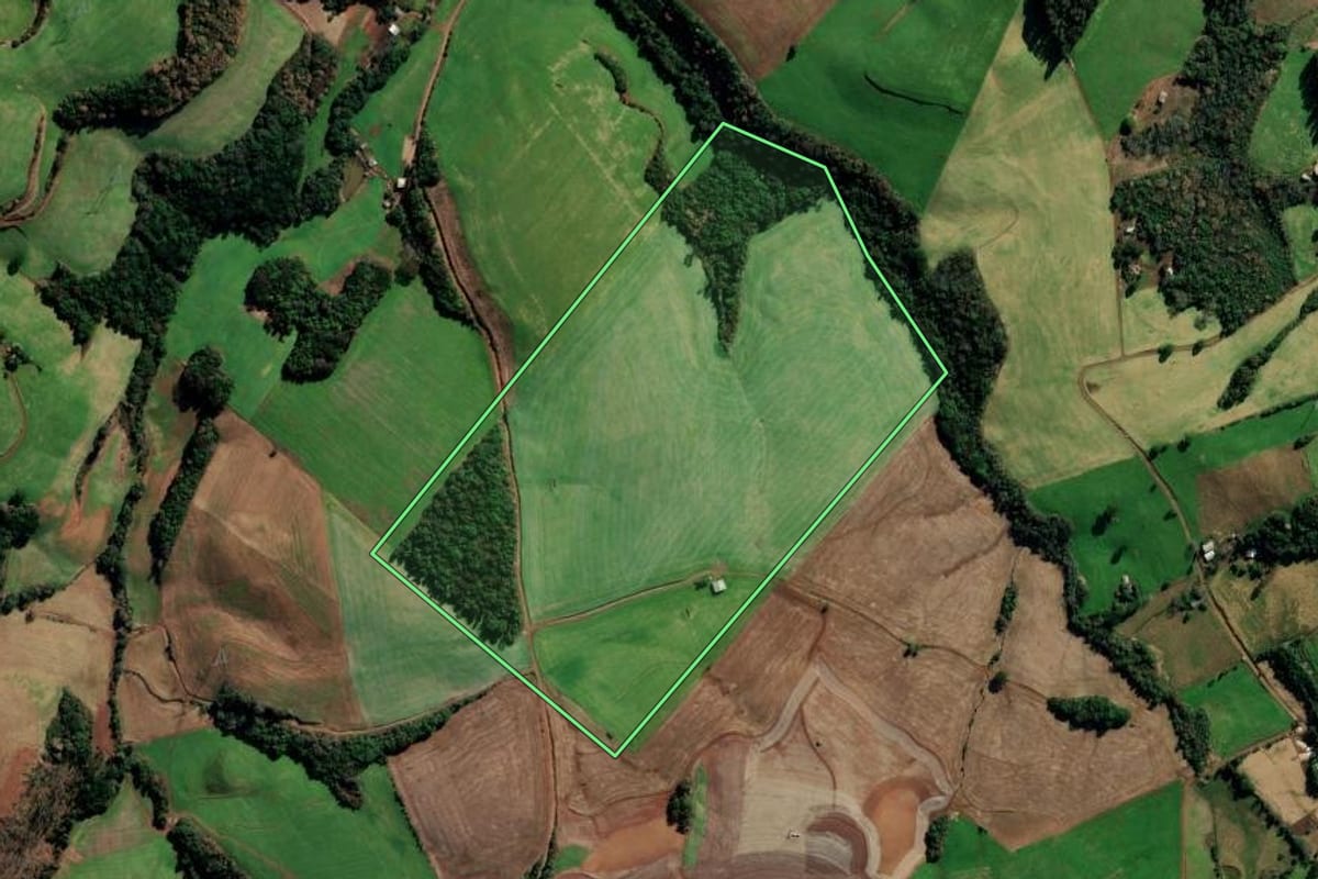 Imagem de satélite do imóvel rural em Sertão (RS), com o contorno declarado no CAR desenhado por cima.