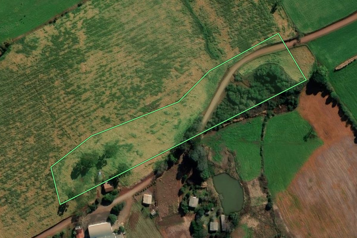 Imagem de satélite do imóvel rural em Sertão (RS), com o contorno declarado no CAR desenhado por cima.