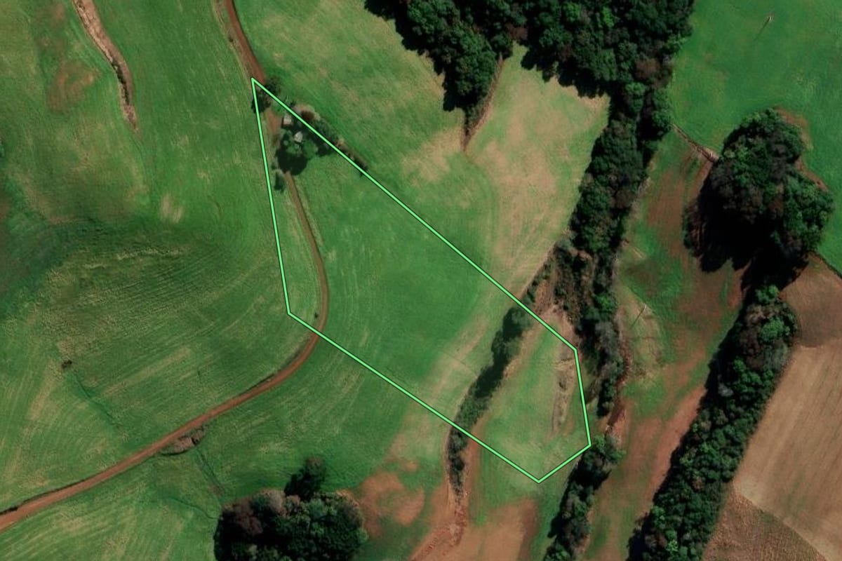 Imagem de satélite do imóvel rural em Sertão (RS), com o contorno declarado no CAR desenhado por cima.