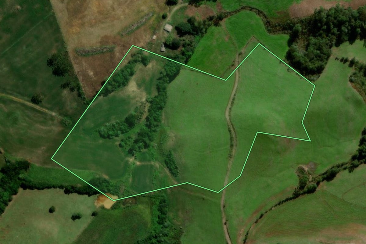 Imagem de satélite do imóvel rural em Soledade (RS), com o contorno declarado no CAR desenhado por cima.