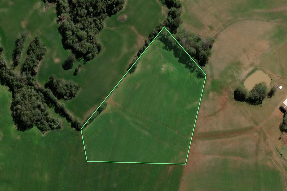 Imagem de satélite do imóvel rural em Soledade (RS), com o contorno declarado no CAR desenhado por cima.