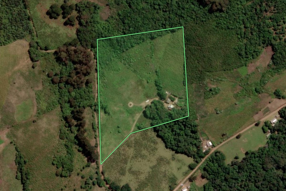 Imagem de satélite do imóvel rural em Soledade (RS), com o contorno declarado no CAR desenhado por cima.