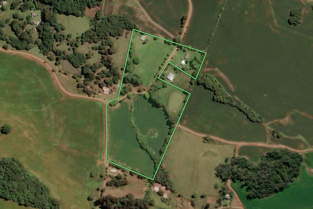 Imagem de satélite do imóvel rural em Soledade (RS), com o contorno declarado no CAR desenhado por cima.