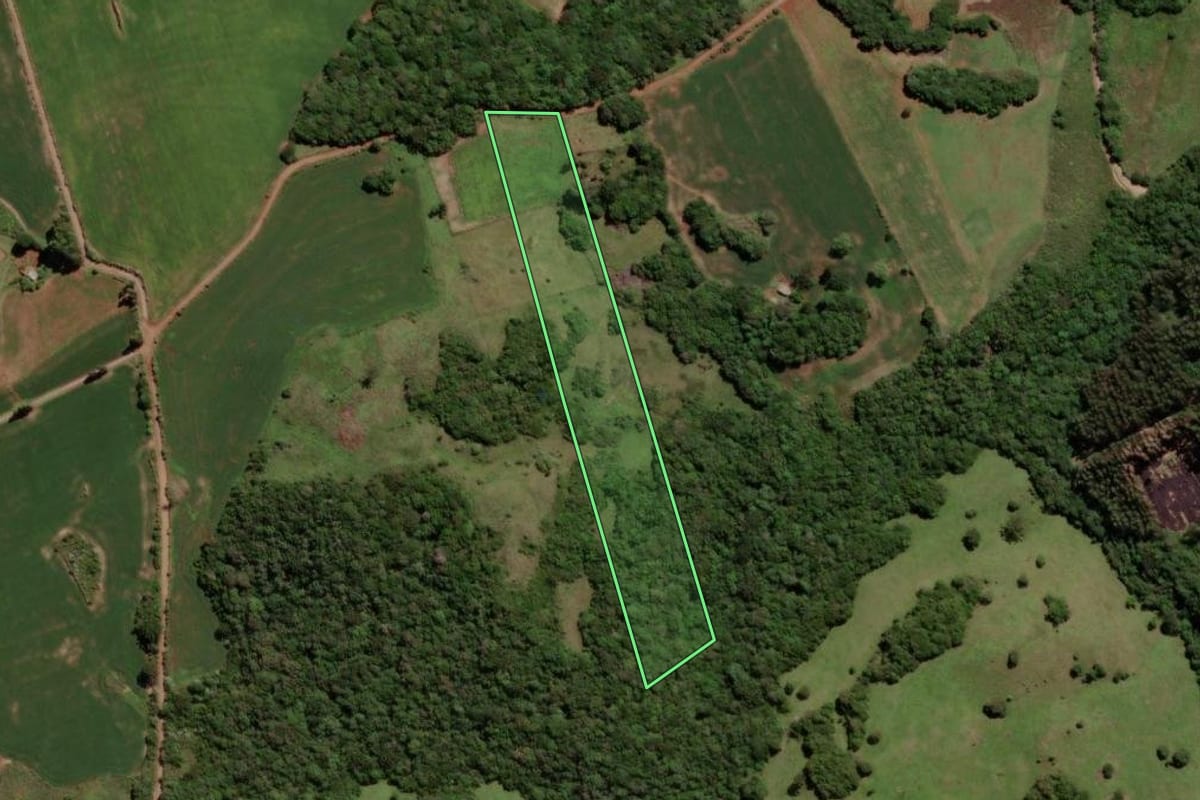 Imagem de satélite do imóvel rural em Soledade (RS), com o contorno declarado no CAR desenhado por cima.