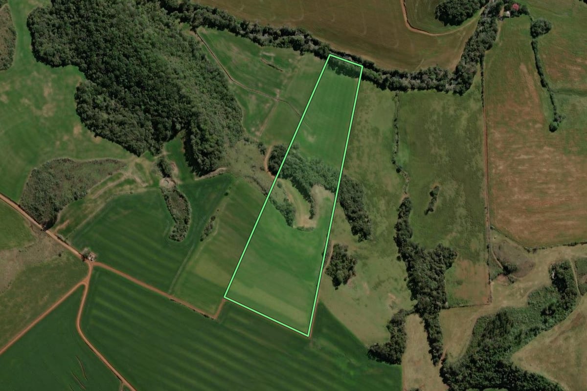 Imagem de satélite do imóvel rural em Soledade (RS), com o contorno declarado no CAR desenhado por cima.