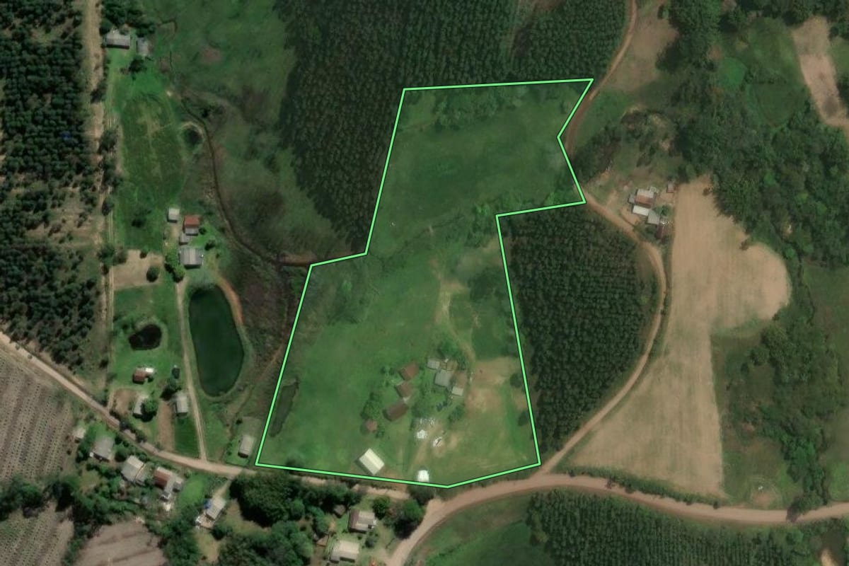 Imagem de satélite do imóvel rural em Tabaí (RS), com o contorno declarado no CAR desenhado por cima.