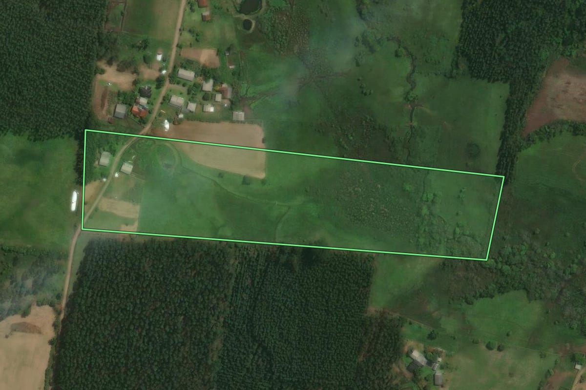 Imagem de satélite do imóvel rural em Tabaí (RS), com o contorno declarado no CAR desenhado por cima.