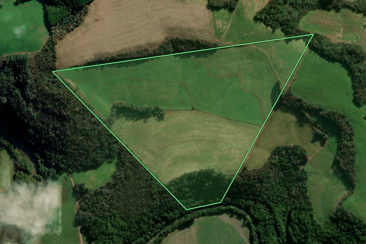 Imagem de satélite do imóvel rural em Tapejara (RS), com o contorno declarado no CAR desenhado por cima.