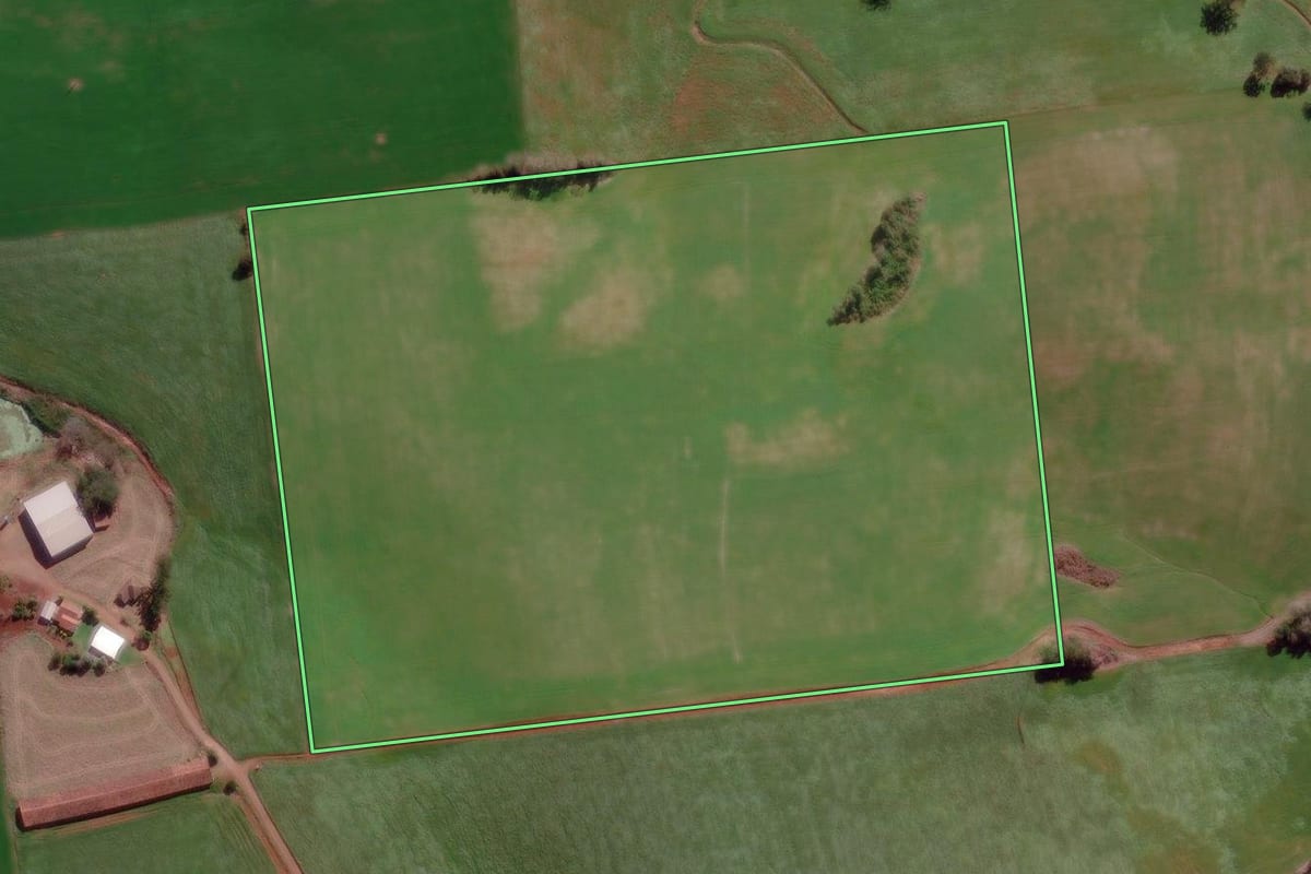 Imagem de satélite do imóvel rural em Tapejara (RS), com o contorno declarado no CAR desenhado por cima.
