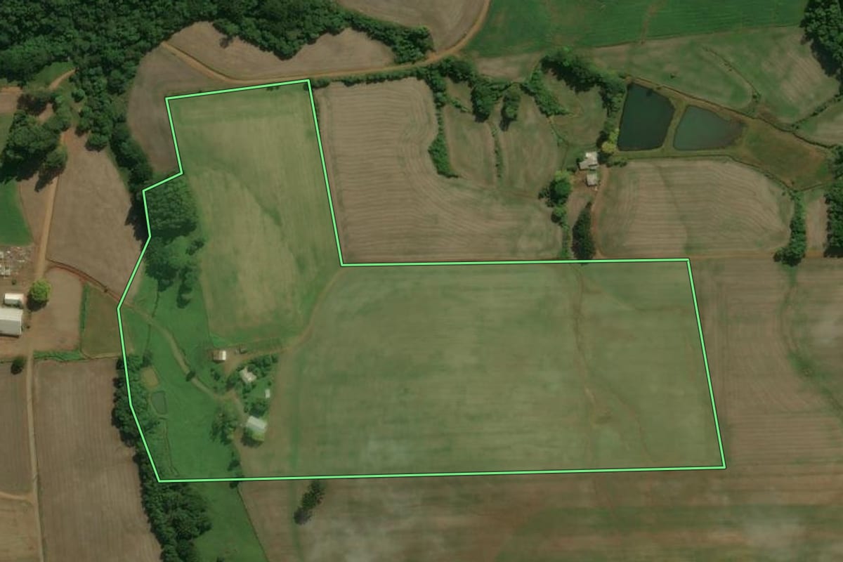 Imagem de satélite do imóvel rural em Tapejara (RS), com o contorno declarado no CAR desenhado por cima.