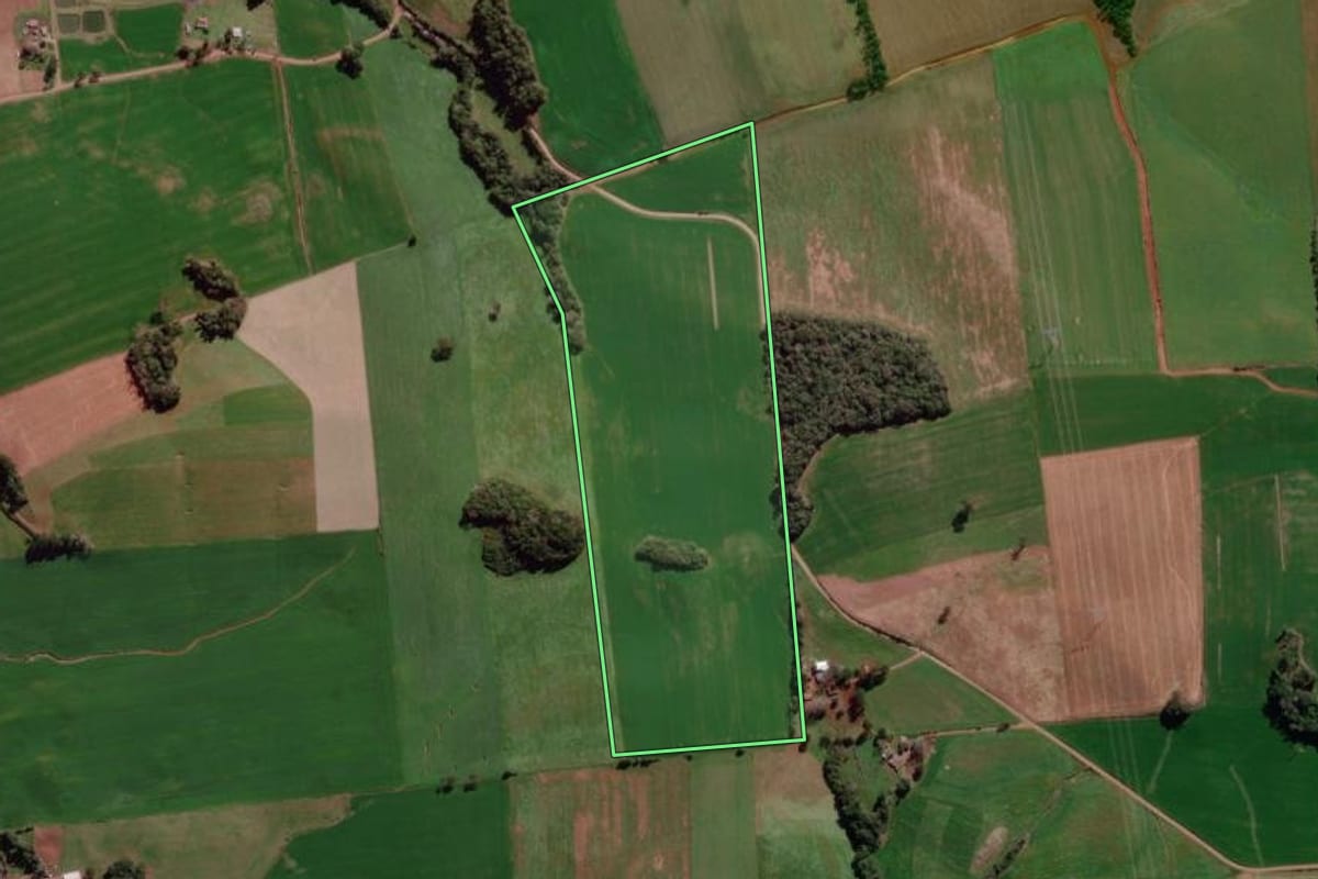 Imagem de satélite do imóvel rural em Tapejara (RS), com o contorno declarado no CAR desenhado por cima.