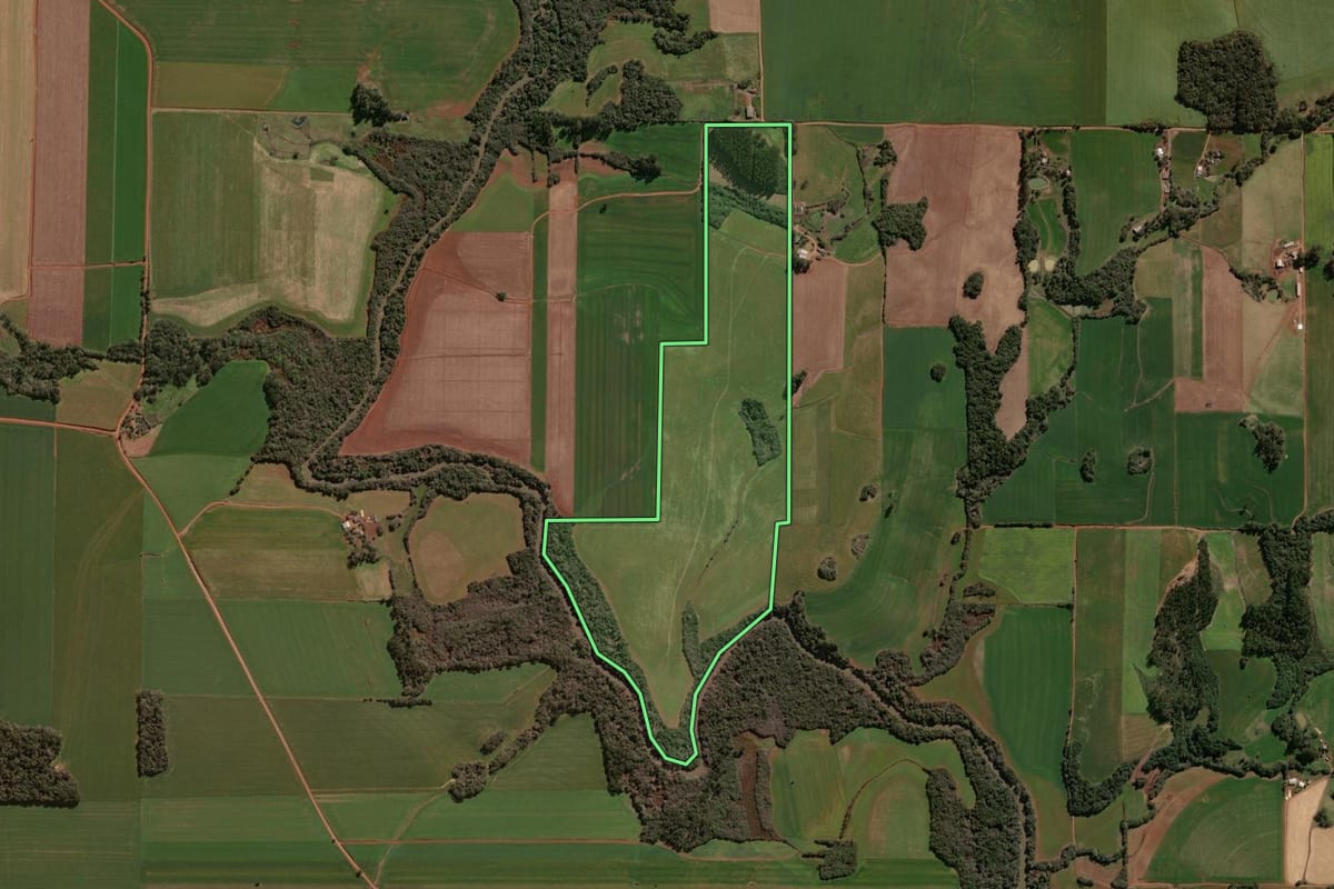 Imagem de satélite do imóvel rural em Tapera (RS), com o contorno declarado no CAR desenhado por cima.