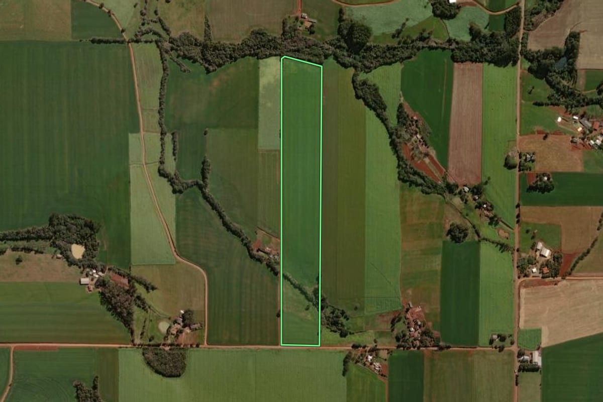 Imagem de satélite do imóvel rural em Tapera (RS), com o contorno declarado no CAR desenhado por cima.