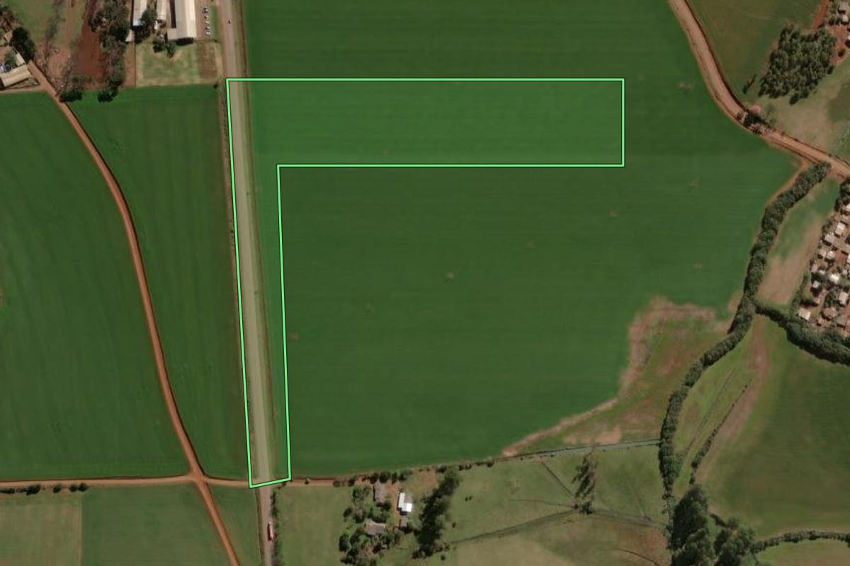 Imagem de satélite do imóvel rural em Tapera (RS), com o contorno declarado no CAR desenhado por cima.