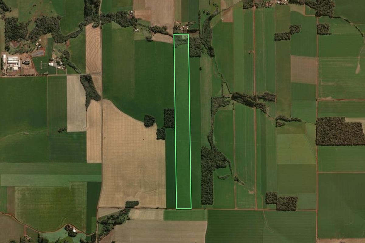 Imagem de satélite do imóvel rural em Tapera (RS), com o contorno declarado no CAR desenhado por cima.