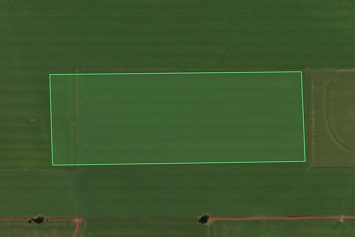 Imagem de satélite do imóvel rural em Tapera (RS), com o contorno declarado no CAR desenhado por cima.