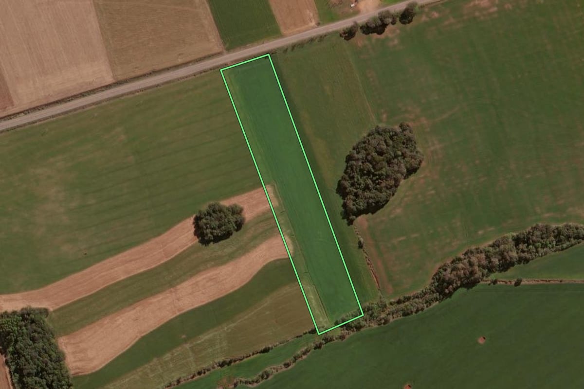 Imagem de satélite do imóvel rural em Tapera (RS), com o contorno declarado no CAR desenhado por cima.
