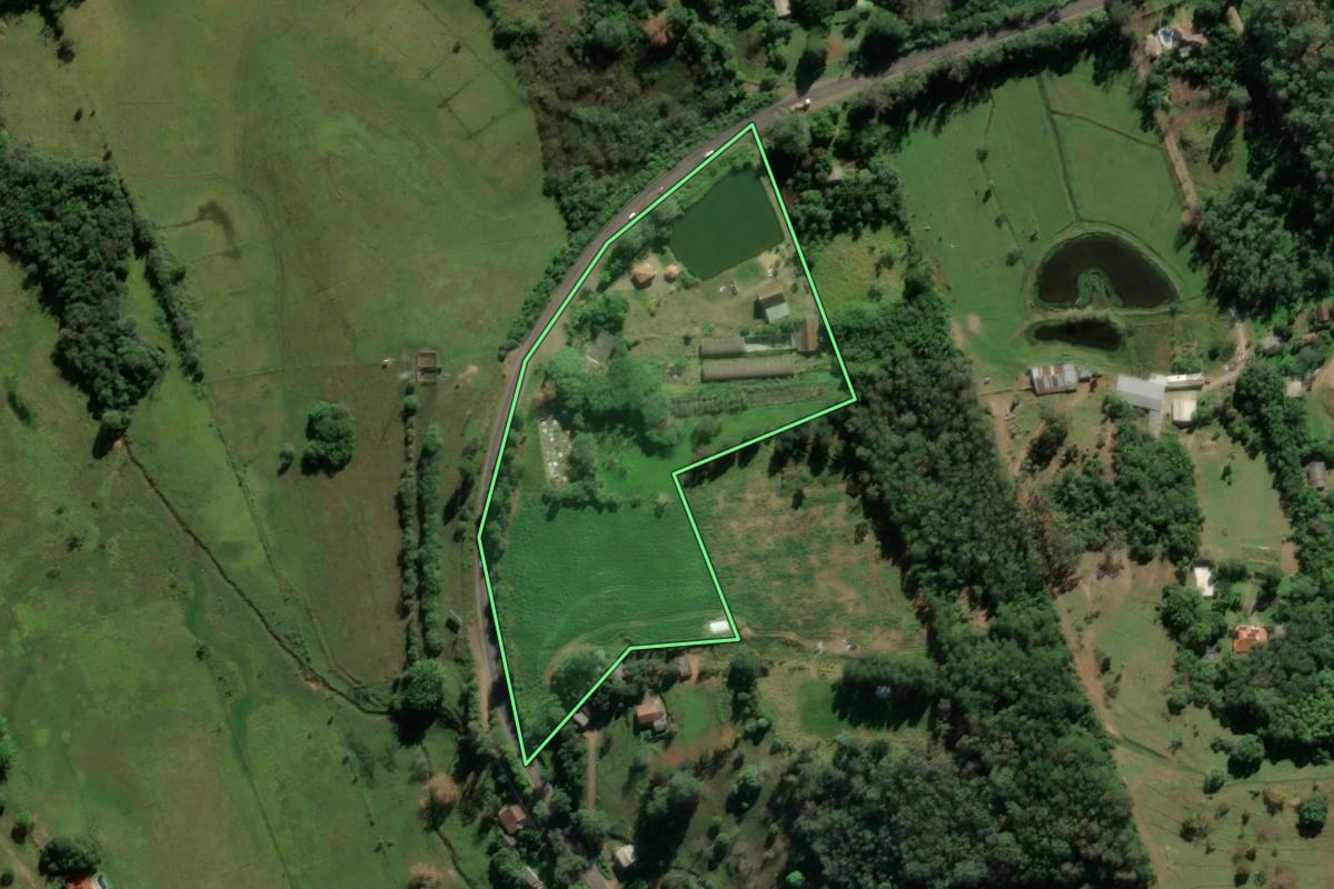 Imagem de satélite do imóvel rural em Taquara (RS), com o contorno declarado no CAR desenhado por cima.