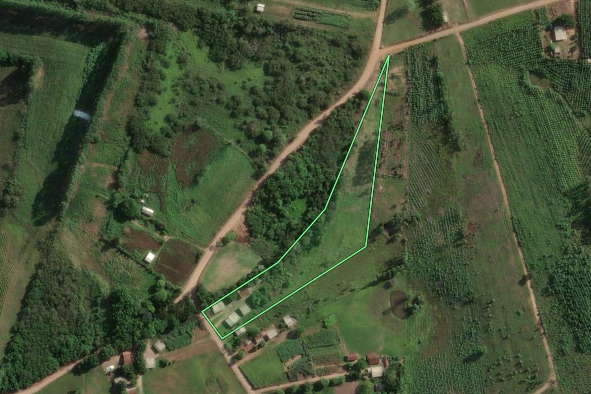 Imagem de satélite do imóvel rural em Taquari (RS), com o contorno declarado no CAR desenhado por cima.
