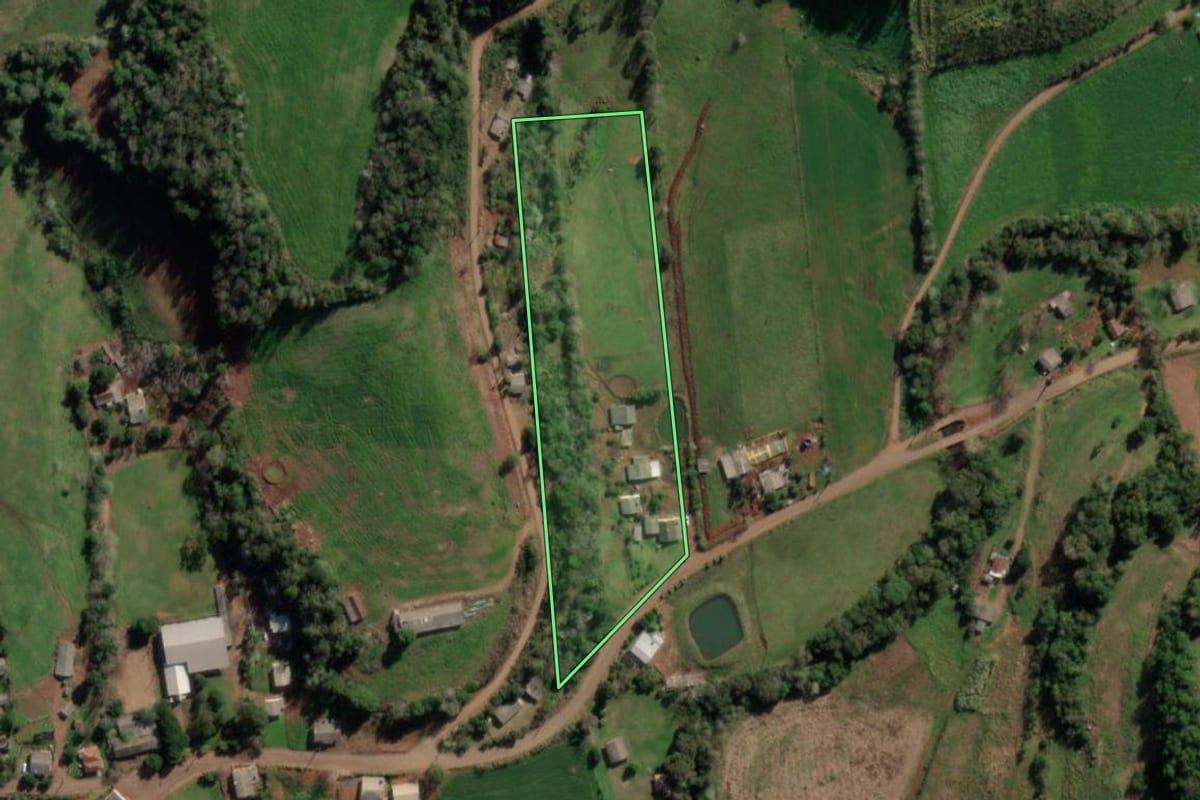 Imagem de satélite do imóvel rural em Taquaruçu do Sul (RS), com o contorno declarado no CAR desenhado por cima.
