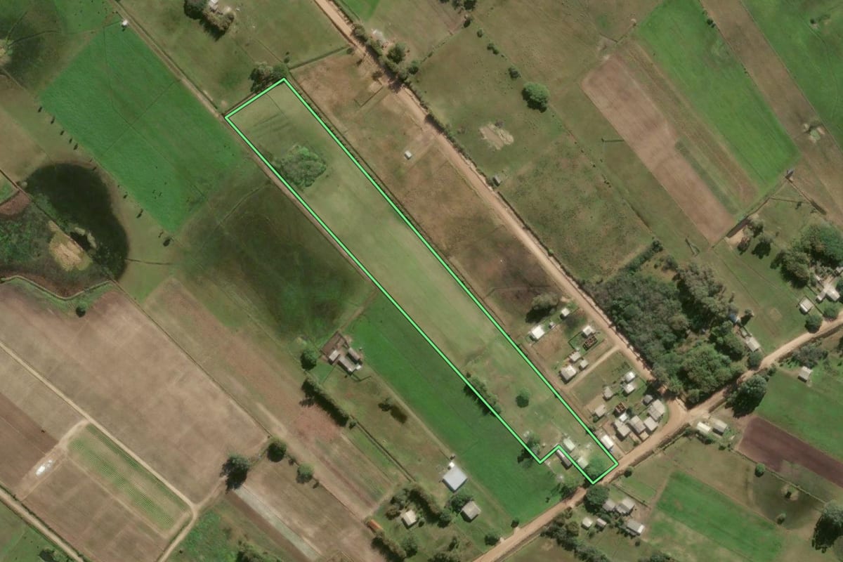 Imagem de satélite do imóvel rural em Tavares (RS), com o contorno declarado no CAR desenhado por cima.