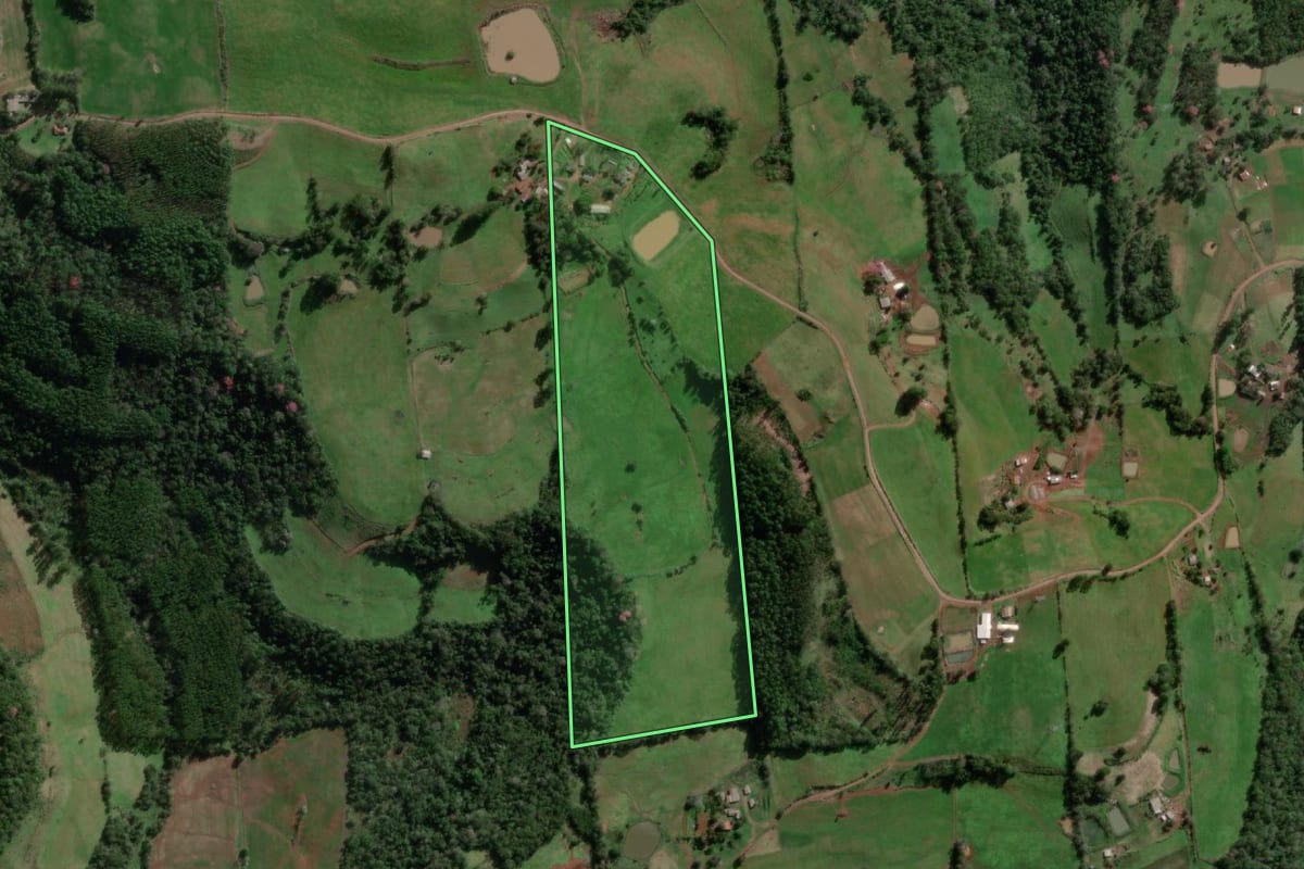 Imagem de satélite do imóvel rural em Tenente Portela (RS), com o contorno declarado no CAR desenhado por cima.
