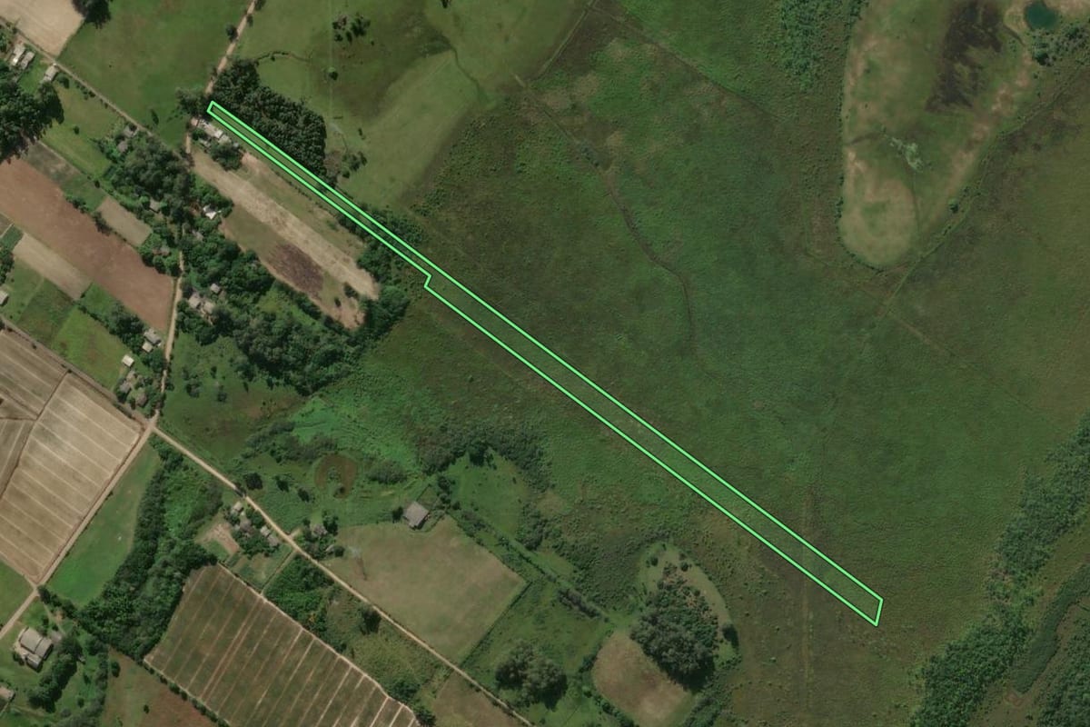 Imagem de satélite do imóvel rural em Terra de Areia (RS), com o contorno declarado no CAR desenhado por cima.