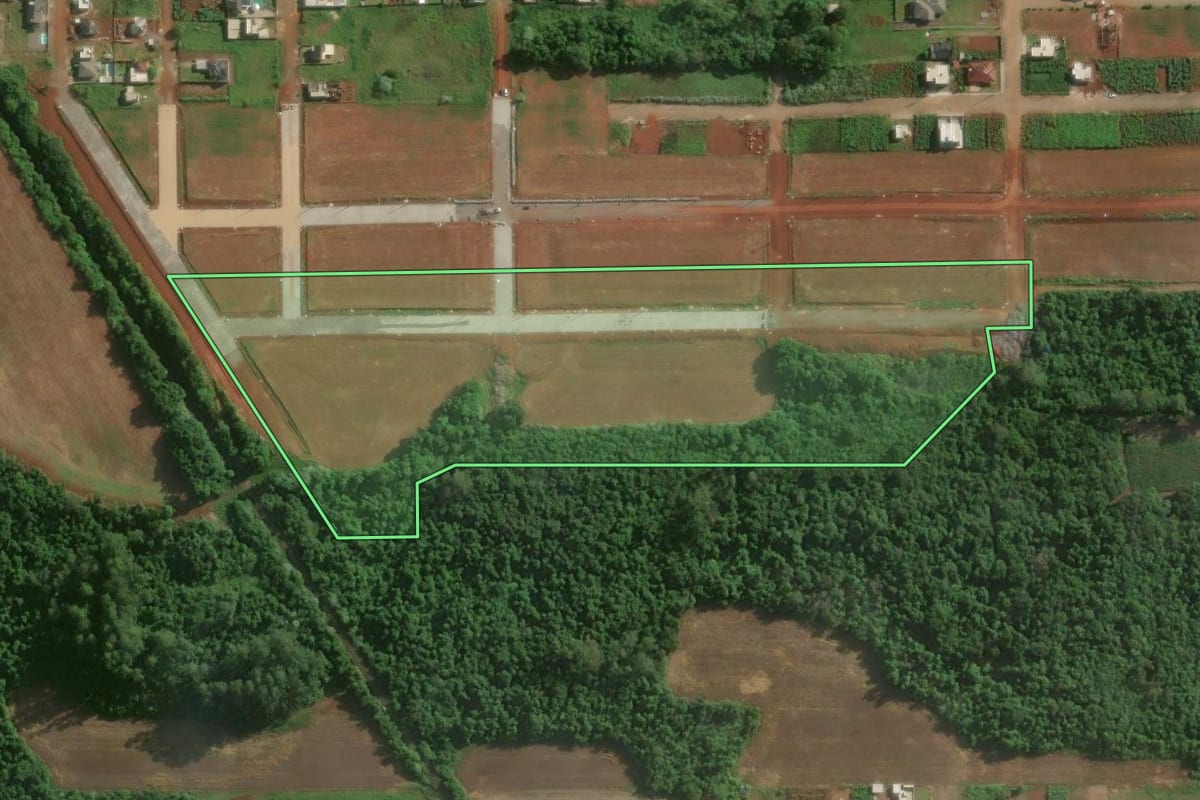 Imagem de satélite do imóvel rural em Teutônia (RS), com o contorno declarado no CAR desenhado por cima.