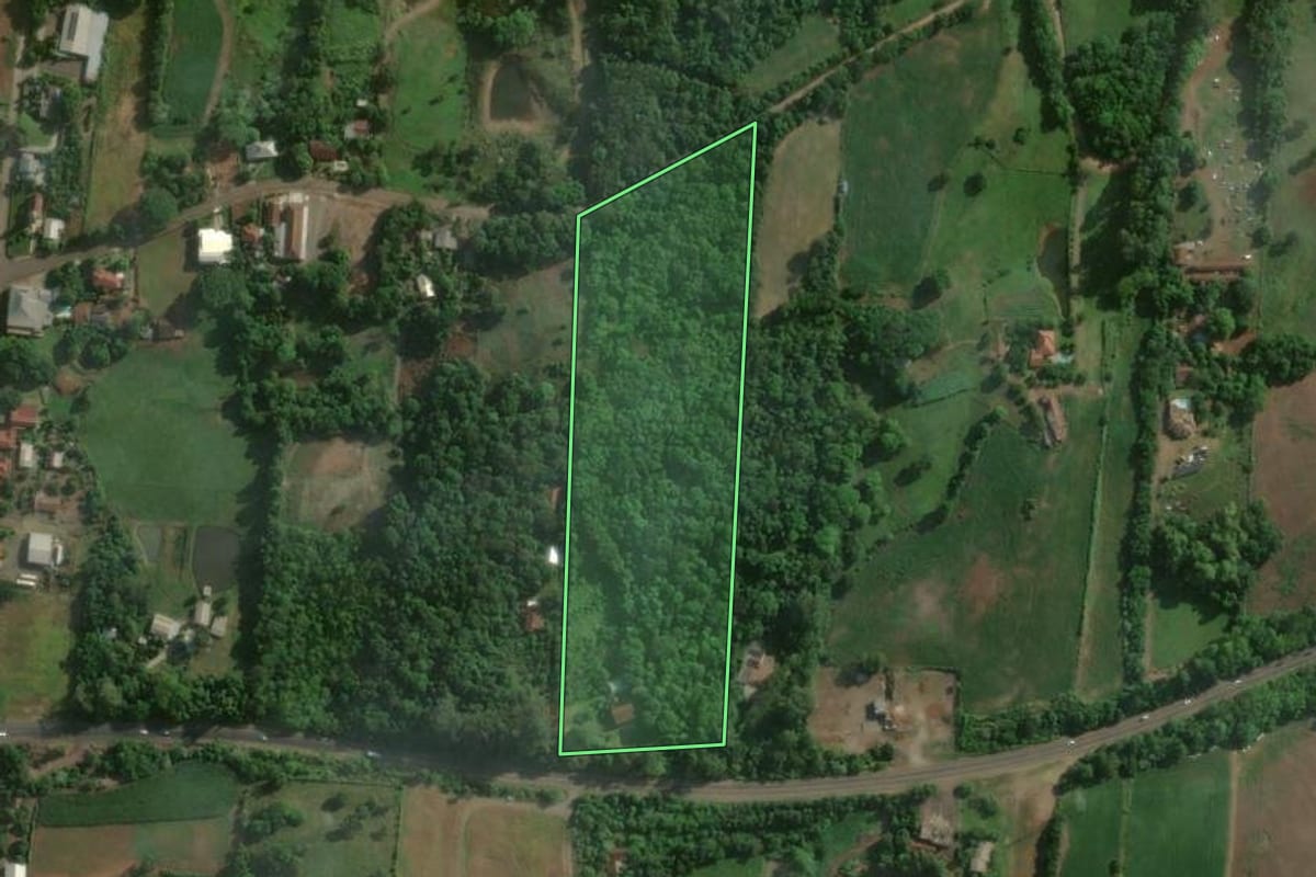 Imagem de satélite do imóvel rural em Teutônia (RS), com o contorno declarado no CAR desenhado por cima.