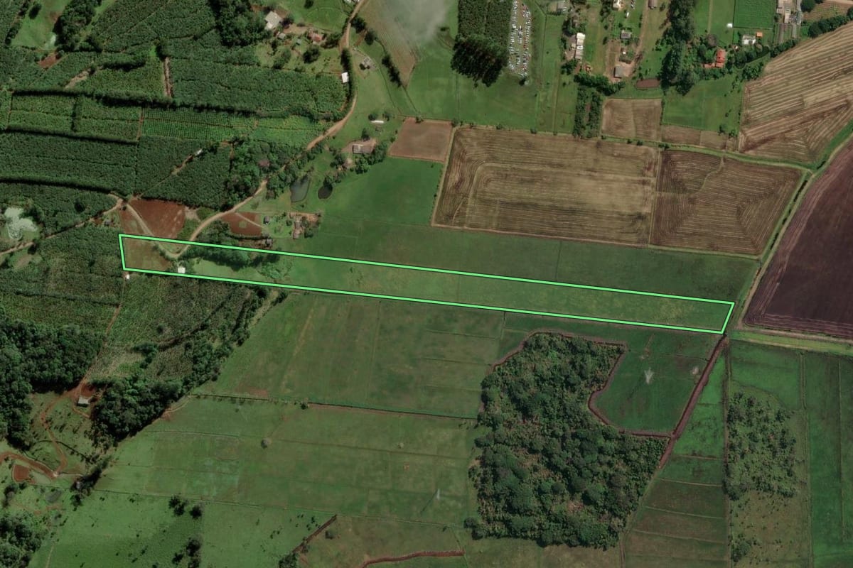 Imagem de satélite do imóvel rural em Torres (RS), com o contorno declarado no CAR desenhado por cima.