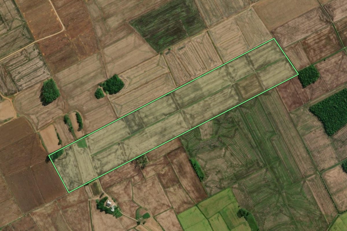 Imagem de satélite do imóvel rural em Torres (RS), com o contorno declarado no CAR desenhado por cima.