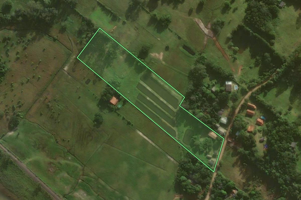 Imagem de satélite do imóvel rural em Torres (RS), com o contorno declarado no CAR desenhado por cima.