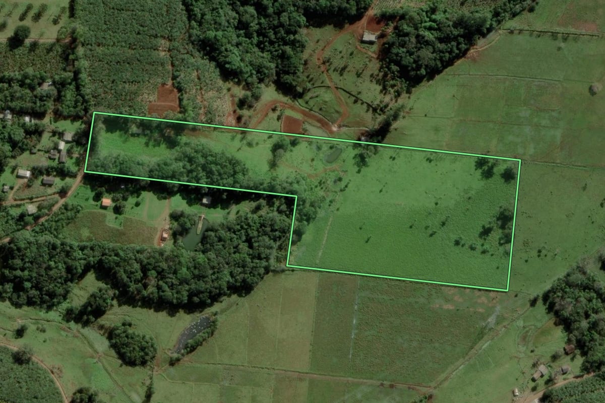 Imagem de satélite do imóvel rural em Torres (RS), com o contorno declarado no CAR desenhado por cima.