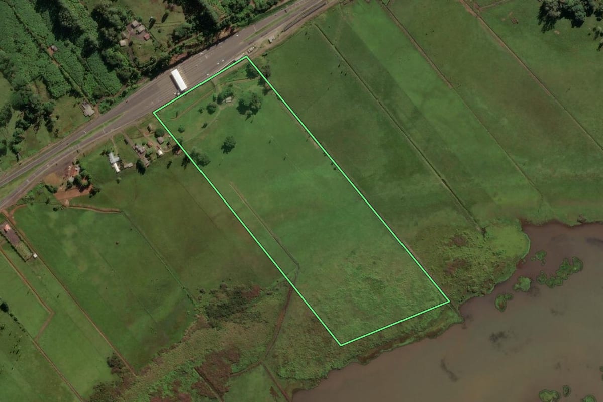 Imagem de satélite do imóvel rural em Três Cachoeiras (RS), com o contorno declarado no CAR desenhado por cima.