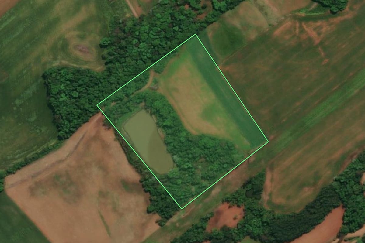 Imagem de satélite do imóvel rural em Três Passos (RS), com o contorno declarado no CAR desenhado por cima.